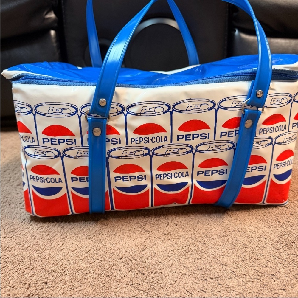 Vintage Pepsi Cola Cans Soft Vinyl Cooler Zipper Beverage Drink Soda - Picture 2 of 9